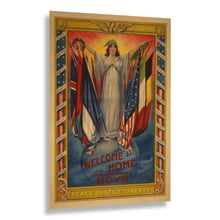 Load image into Gallery viewer, Digitally Restored and Enhanced 1918 WWI Victory Poster - Welcome Home Our Gallant Boys - Armistice Veterans Celebration - Archival Print

