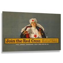 Load image into Gallery viewer, Digitally Restored and Enhanced 1918 WWI Red Cross Poster - All You Need is a Heart and a Dollar - World War I Humanitarian - Archival Print
