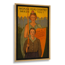 Cargar imagen en el visor de la galería, Digitally Restored and Enhanced 1917 WWI Women's Recruitment Poster - Woman Your Country Needs You - World War I Propaganda - Archival Print
