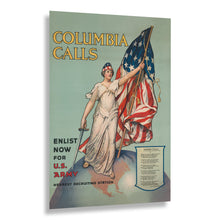 Load image into Gallery viewer, Digitally Restored and Enhanced 1916 Columbia Calls Poster - Enlist Now US Army WWI Recruitment - Pre-War Patriotic Propaganda - Archival Print
