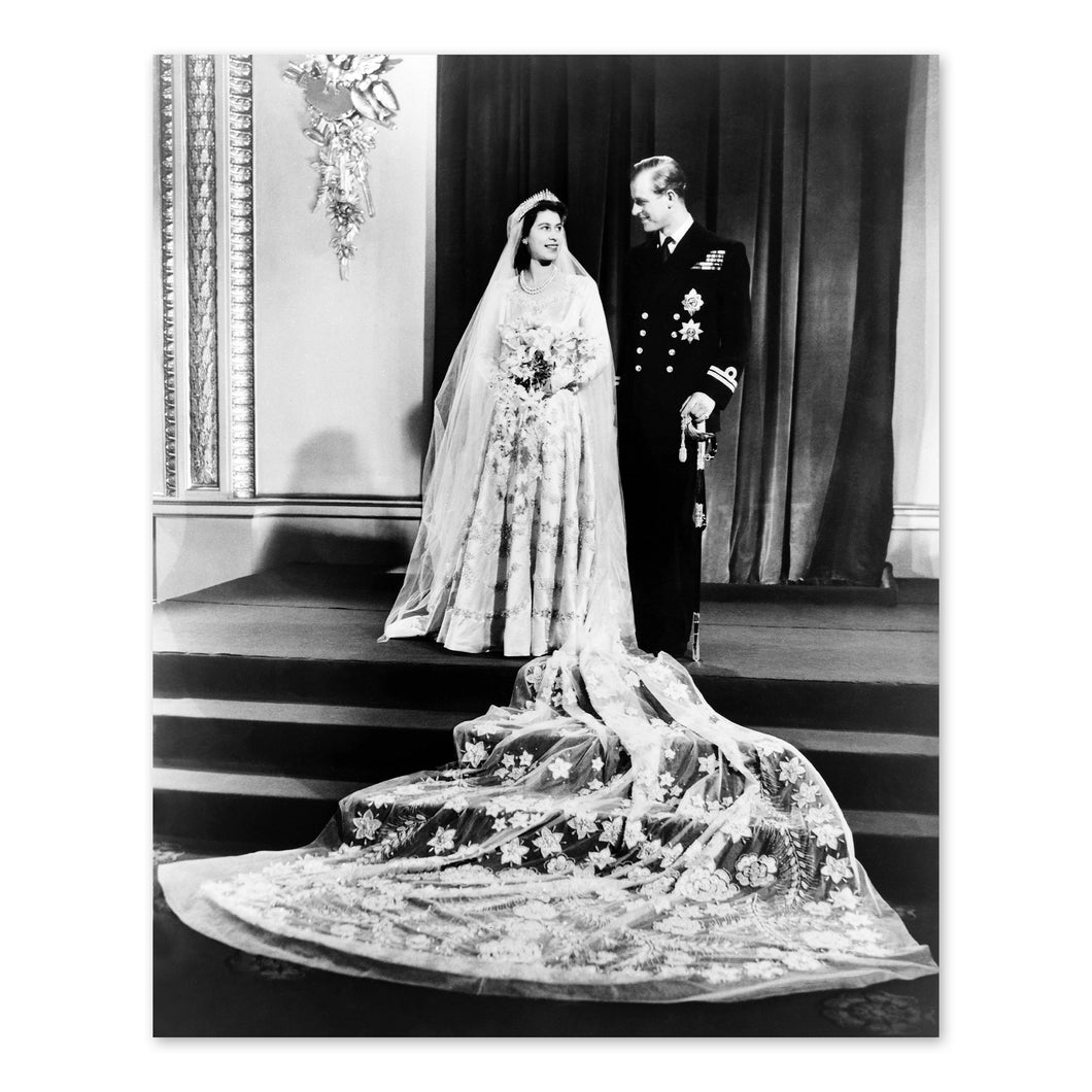 Digitally Restored and Enhanced 1947 Queen Elizabeth and Prince Philip Royal Wedding Portrait Photo - Vintage Photo of Queen Elizabeth Ii & Prince Philip