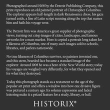 Load image into Gallery viewer, Digitally Restored and Enhanced 1908 Christopher Columbus Portrait Print - Detroit Publishing Renaissance Explorer New World - Edwardian - Archival Print
