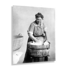Load image into Gallery viewer, Digitally Restored and Enhanced 1905 Woman Doing Laundry Photo Print - Vintage Photo of a Woman Doing Laundry in a Wooden Tub Poster Wall Art

