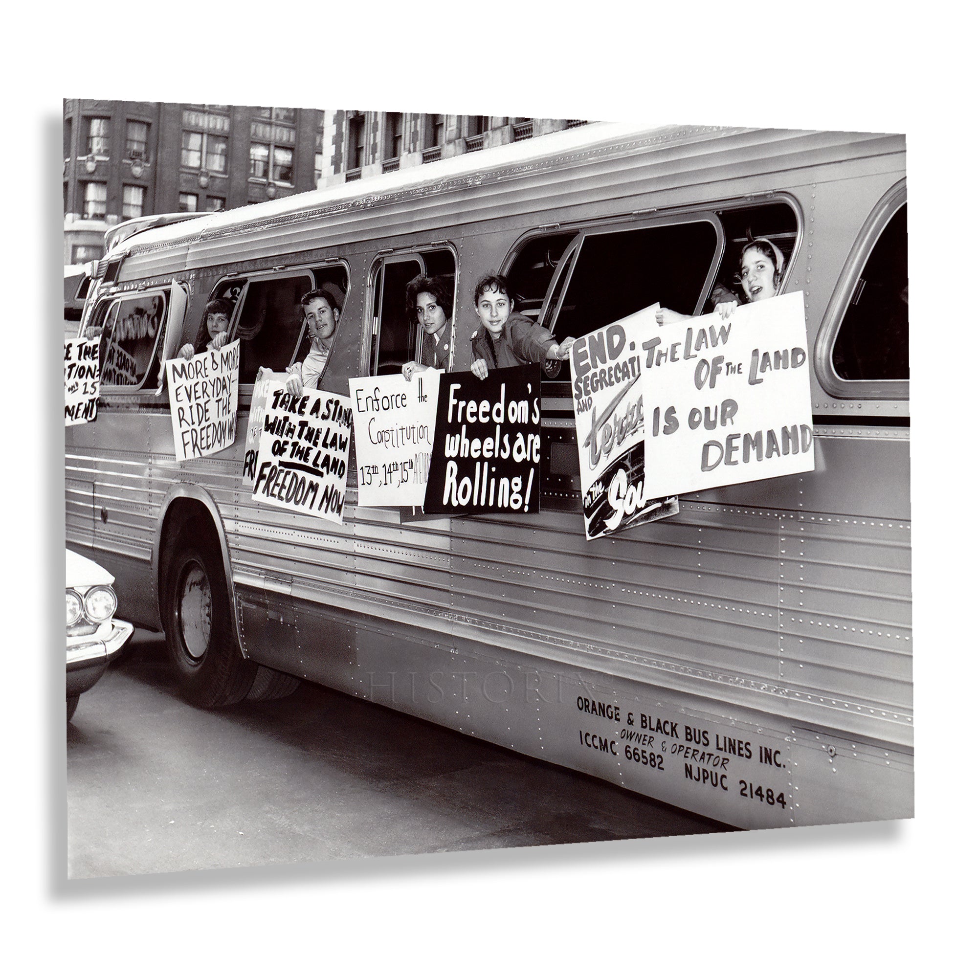 1961 Freedom Rides Group Hang Sign on Bus Windows Photo Print Poster ...