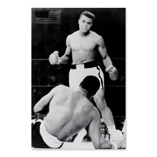 Load image into Gallery viewer, Digitally Restored and Enhanced 1934 Muhammad Ali VS Sonny Liston Poster Photo - Old Photo Print of The Greatest Muhammad Ali Standing Over Sonny Liston
