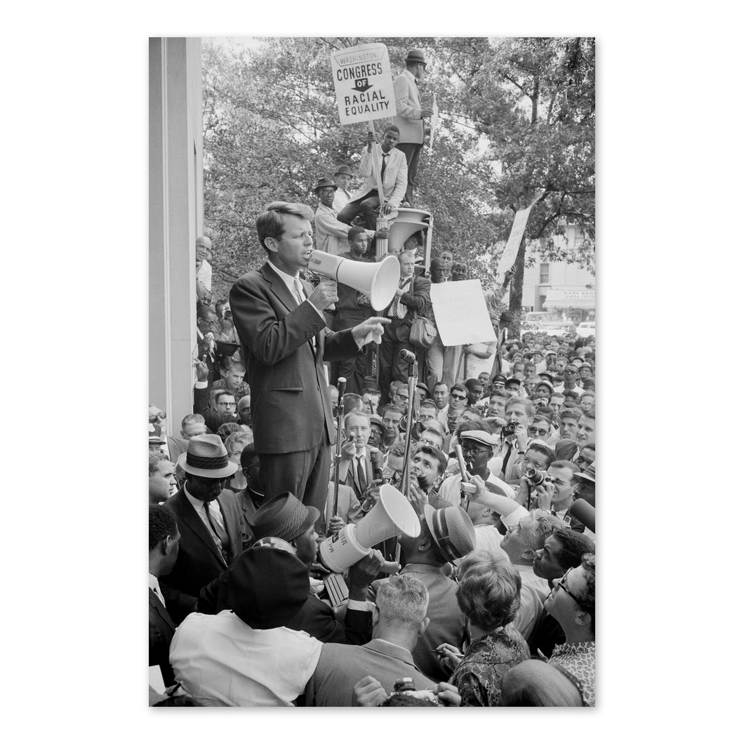 Digitally Restored and Enhanced 1963 Bobby Kennedy Photo Print - Old Poster Photo of Washington DC Justice Department Robert F Kennedy Speaking to Crowd