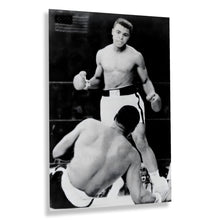 Load image into Gallery viewer, Digitally Restored and Enhanced 1934 Muhammad Ali VS Sonny Liston Poster Photo - Old Photo Print of The Greatest Muhammad Ali Standing Over Sonny Liston
