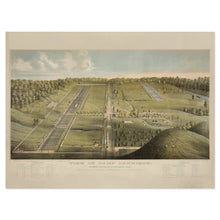 Load image into Gallery viewer, Digitally Restored and Enhanced 1865 Camp Dennison Map Print - Vintage Bird&#39;s Eye View Map of Camp Dennison Northeast of Cincinnati Ohio Wall Art Poster
