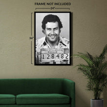 Load image into Gallery viewer, Digitally Restored and Enhanced 1976 Pablo Escobar Photo Print - Vintage Photo of Pablo Escobar Mugshot Poster Wall Art - Old Photo of Pablo Escobar Poster
