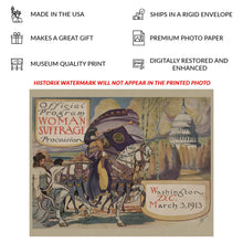 Load image into Gallery viewer, Digitally Restored and Enhanced 1913 Washington DC Womens Suffrage Procession Votes for Women Poster - American Political History - Archival Reproduction
