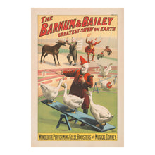 Load image into Gallery viewer, Digitally Restored and Enhanced 1900 Barnum &amp; Bailey Circus Poster - Performing Geese Roosters Musical Donkey - Victorian Animal Act - Archival Print
