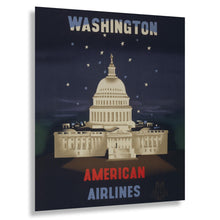 Cargar imagen en el visor de la galería, Digitally Restored and Enhanced 1950 Washington American Airlines Travel Poster - US Capitol Building - Mid-Century Domestic Aviation - Archival Print
