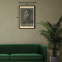 Cargar imagen en el visor de la galería, Digitally Restored and Enhanced 1976 Malcolm X Poster - Vintage San Francisco Civil Rights Art - Linoleum Cut African American History - Archival Reproduction
