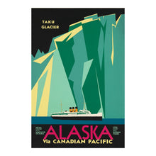 Cargar imagen en el visor de la galería, Digitally Restored and Enhanced 1910 Alaska Taku Glacier Steamship Travel Poster - Golden Age Ocean Liner Voyage - Juneau Inside Passage Cruise Tourism Art
