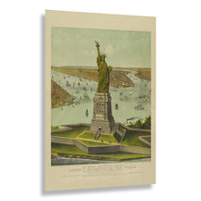 Cargar imagen en el visor de la galería, Digitally Restored and Enhanced 1885 Great Bartholdi Statue Print - Currier Ives Statue of Liberty New York Harbor Art - Gilded Age - Archival Print
