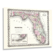 Load image into Gallery viewer, Digitally Restored and Enhanced 1855 Florida Map Poster - Vintage Florida Map Wall Art Print - History Map of Florida Poster - Old Map of Florida Wall Art
