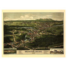 Cargar imagen en el visor de la galería, Digitally Restored and Enhanced 1888 Birds Eye View Bridgton Maine Print - Burleigh Lakes Region White Mountains Resort - Victorian Era - Archival Print
