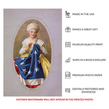 Cargar imagen en el visor de la galería, Digitally Restored and Enhanced 1908 Betsy Ross Print - Sewing First American Flag Revolutionary War Patriotic Art - Philadelphia - Archival Print
