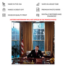 Load image into Gallery viewer, 1986 Ronald Reagan Print - 40th President Oval Office Resolute Desk Portrait - Cold War Era - Archival Print
