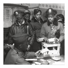 Load image into Gallery viewer, Digitally Restored and Enhanced 1945 Tuskegee Airmen Photo Print - Vintage Photo of Escape Kits Cyanide Distributed to Fighter Pilots World War II Poster
