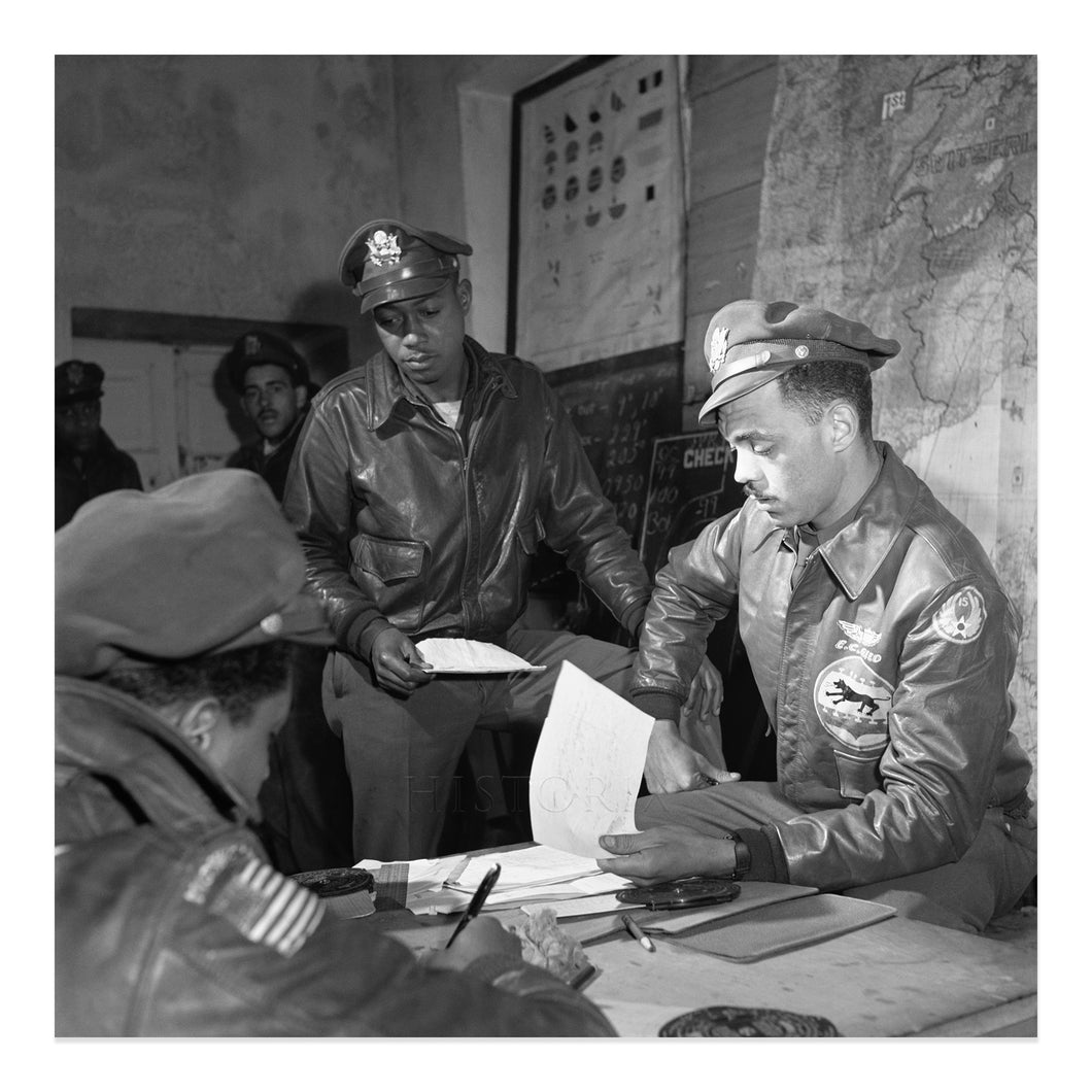 Digitally Restored and Enhanced 1945 Tuskegee Airmen Photo Print - Historic World War II Photo of Tuskegee Airmen Poster Wall Art at Ramitelli Italy