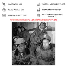 Cargar imagen en el visor de la galería, Digitally Restored and Enhanced 1945 Tuskegee Airmen Photo Print - Old World War II Photograph of Tuskegee Airmen Attending a Briefing in Ramitelli Italy
