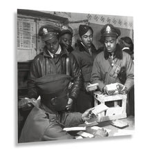 Load image into Gallery viewer, Digitally Restored and Enhanced 1945 Tuskegee Airmen Photo Print - Vintage Photo of Escape Kits Cyanide Distributed to Fighter Pilots World War II Poster

