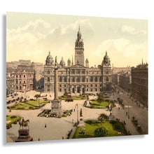 Cargar imagen en el visor de la galería, Digitally Restored and Enhanced 1890 George Square Glasgow Print - Scotland City Chambers Victorian Cityscape Art - Photochrom - Archival Print
