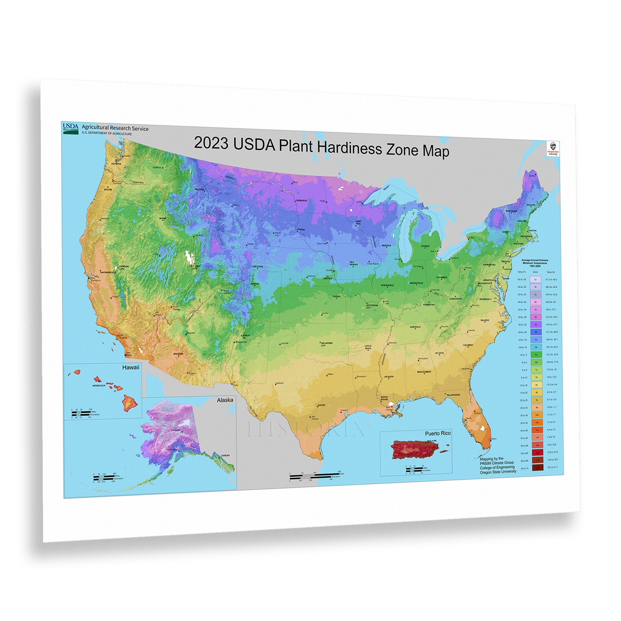 2023 USDA Plant Hardiness Zone Map Poster Wall Art Print – Historic Prints