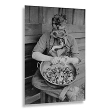 Load image into Gallery viewer, Digitally Restored and Enhanced 1917 Soldier Gas Mask Onions Print - WWI Camp Kearny Military Humor Photograph - Home Front Heritage - Archival Print
