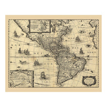 Load image into Gallery viewer, Digitally Restored and Enhanced 1618 America Newly Delineated Map Print - Hondius Dutch Golden Age New World Seven Cities - Amsterdam - Archival Print
