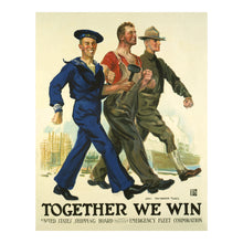 Cargar imagen en el visor de la galería, 1918 WWI Patriotic Poster - Together We Win Allied Unity - World War I Home Front Propaganda - Archival Print
