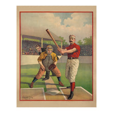 Cargar imagen en el visor de la galería, Digitally Restored and Enhanced 1895 Baseball Poster - Gilded Age Americas Pastime - Batter Pitcher Diamond Sports History - Archival Print
