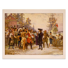 Load image into Gallery viewer, Digitally Restored and Enhanced 1932 William Penn Landing Print - Pennsylvania Colony 1682 - Quaker Religious Freedom Colonial - Archival Print
