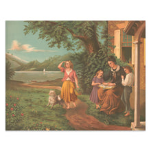 Cargar imagen en el visor de la galería, Digitally Restored and Enhanced 1877 Mother and Children Reading Bible Print - Victorian Religious Family Devotion Domestic - Archival Print
