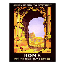 Load image into Gallery viewer, 1921 Rome Express Print - Roger Broders PLM Railway - Colosseum Italy Art Deco Luxury Train - Archival Print
