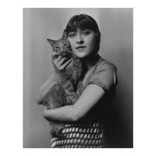 Load image into Gallery viewer, Digitally Restored and Enhanced 1916 Dolly and Buzzer Photo - Girl with Cat - Progressive Era Childhood Pet Portrait Photography - Archival Print
