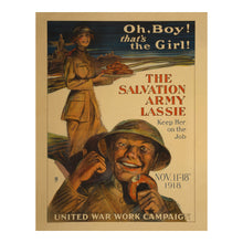 Load image into Gallery viewer, Digitally Restored and Enhanced 1918 WWI Salvation Army Poster - Oh Boy Thats the Girl Lassie - World War I Women Service - Archival Print
