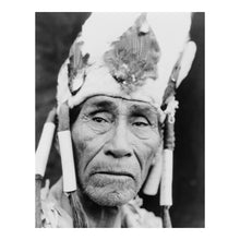 Load image into Gallery viewer, Digitally Restored and Enhanced 1923 Klamath Headdress Portrait Print - Indigenous Oregon Ceremonial Regalia - Pacific Northwest - Archival Print
