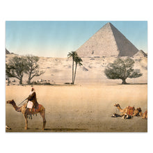Load image into Gallery viewer, 1890 Egypt Pyramid Print - Bedouins at Giza Cairo - Victorian Travel Ancient Egypt - Archival Print
