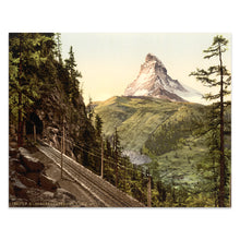 Load image into Gallery viewer, 1890 Matterhorn Print - Gornergrat Railway Swiss Alps Valais - Belle Epoque Alpine Tourism - Archival Print
