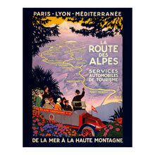 Load image into Gallery viewer, 1920 La Route des Alpes Print - French Alps Travel Poster - PLM Railway Art Deco Tourism - Archival Print
