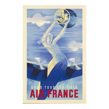 Load image into Gallery viewer, Digitally Restored and Enhanced 1935 French Aviation Print - Dans Tous les Ciels - Art Deco Winged Victory Golden Age Airline - Archival Print
