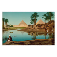 Load image into Gallery viewer, Digitally Restored and Enhanced 1890 Egypt Poster Print - Pyramids and Fellahs Cairo Giza - Rural Agricultural Victorian Egyptology - Archival Print
