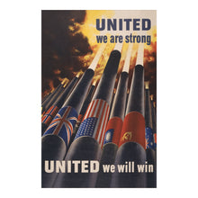 Cargar imagen en el visor de la galería, Digitally Restored and Enhanced 1943 United We Are Strong Poster - WWII Office of War Information - Home Front Unity Propaganda - Archival Print
