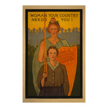 Cargar imagen en el visor de la galería, Digitally Restored and Enhanced 1917 WWI Women's Recruitment Poster - Woman Your Country Needs You - World War I Propaganda - Archival Print
