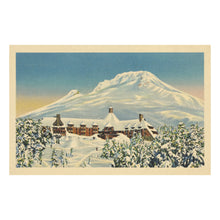 Cargar imagen en el visor de la galería, Digitally Restored and Enhanced Timberline Lodge Mt. Hood Print - Oregon Cascade Range Winter Snow - WPA Depression Era Architecture - Archival Print
