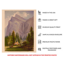 Load image into Gallery viewer, Digitally Restored and Enhanced 1871 Yosemite Bridalveil Fall Landscape Art Print - California Waterfall Scenery - Museum-Quality Print
