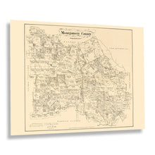 Cargar imagen en el visor de la galería, Digitally Restored and Enhanced 1880 Montgomery County Texas Map Print - Montgomery County Texas Map Wall Art - Vintage Map of Montgomery Texas Poster
