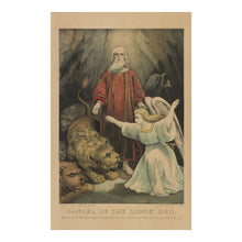 Load image into Gallery viewer, Digitally Restored and Enhanced 1856 Daniel in the Lions Den Print - Currier Ives Biblical Scripture Victorian Religious - Devotional - Archival Print
